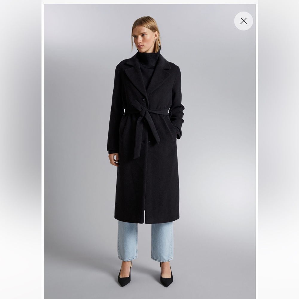 & Other Stories Single-Breasted Belted Wool Coat Sz 0